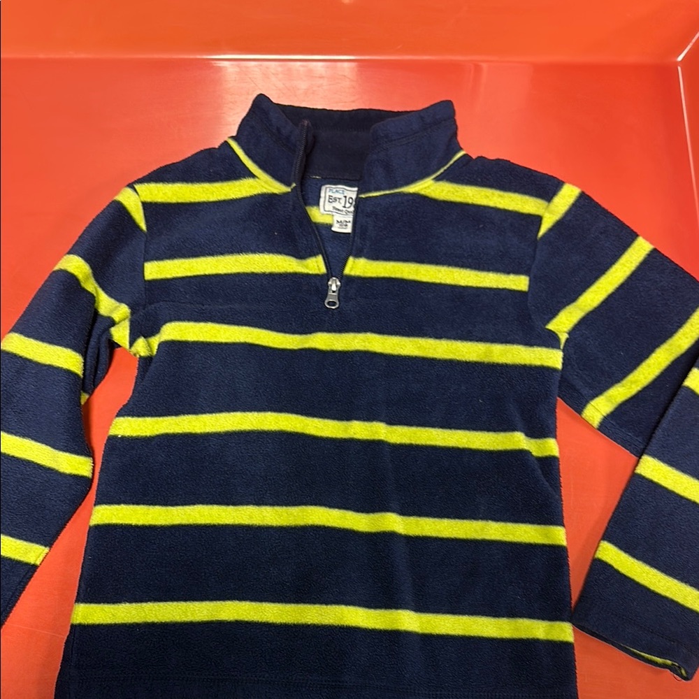 ' Navy and Yellow Striped Half-Zip Pullover